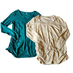 New Old Navy Long Sleeve Maternity Vneck Shirred Sides Bundle Of 2 Women XL